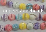 CAG5706 15 inches 8mm faceted round tibetan agate beads wholesale