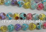 CAG5707 15 inches 8mm faceted round tibetan agate beads wholesale