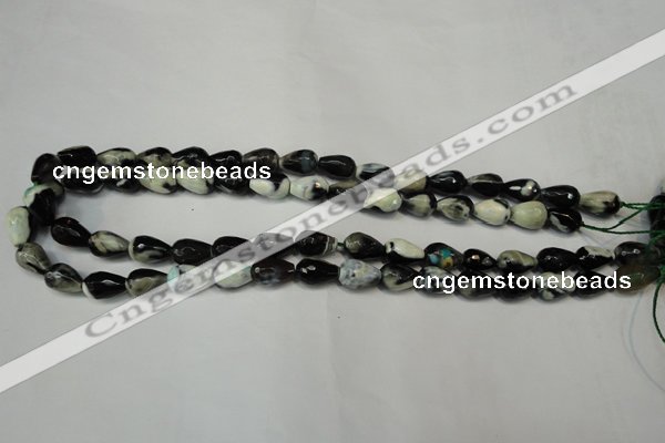 CAG5710 15 inches 8*12mm faceted teardrop fire crackle agate beads