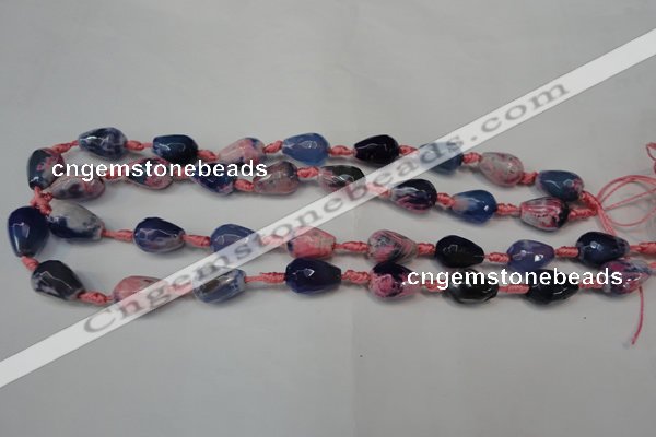 CAG5715 15 inches 10*14mm faceted teardrop fire crackle agate beads