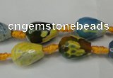 CAG5716 15 inches 10*14mm faceted teardrop fire crackle agate beads