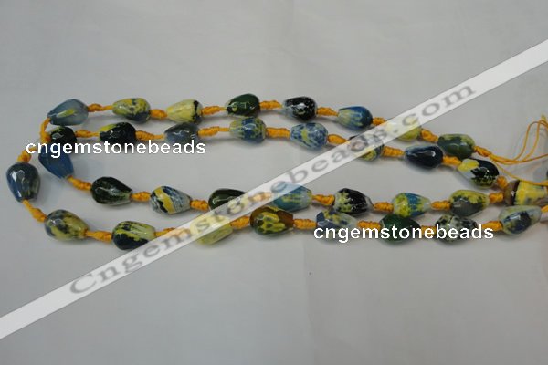 CAG5716 15 inches 10*14mm faceted teardrop fire crackle agate beads