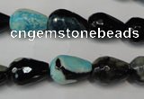 CAG5717 15 inches 10*14mm faceted teardrop fire crackle agate beads