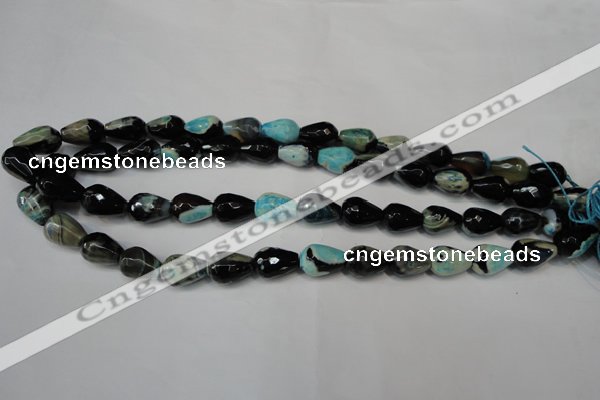 CAG5717 15 inches 10*14mm faceted teardrop fire crackle agate beads