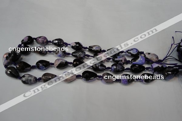 CAG5720 15 inches 12*16mm faceted teardrop fire crackle agate beads