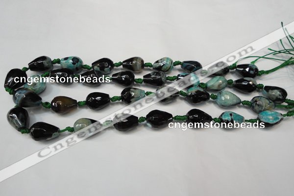 CAG5722 15 inches 12*16mm faceted teardrop fire crackle agate beads