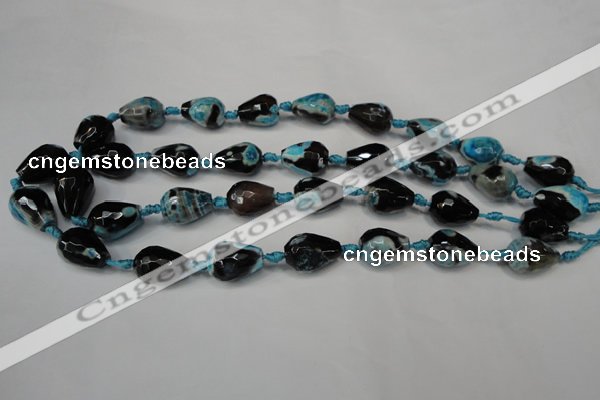 CAG5723 15 inches 12*16mm faceted teardrop fire crackle agate beads