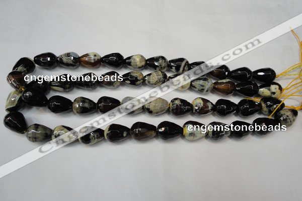 CAG5724 15 inches 12*16mm faceted teardrop fire crackle agate beads