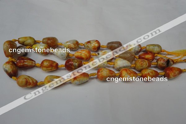 CAG5726 15 inches 13*18mm faceted teardrop fire crackle agate beads