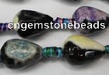 CAG5727 15 inches 13*18mm faceted teardrop fire crackle agate beads