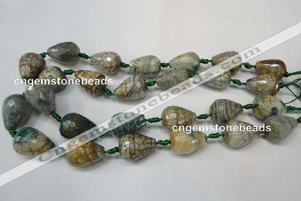 CAG5731 15 inches 15*20mm faceted teardrop fire crackle agate beads