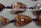 CAG5732 15 inches 15*20mm faceted teardrop fire crackle agate beads