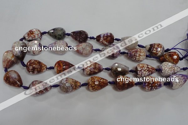 CAG5732 15 inches 15*20mm faceted teardrop fire crackle agate beads