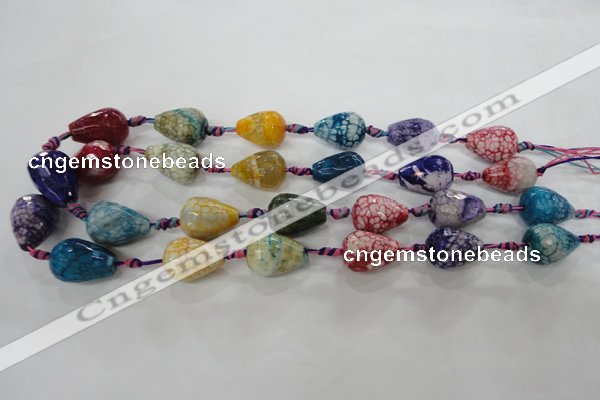 CAG5736 15 inches 15*20mm faceted teardrop fire crackle agate beads