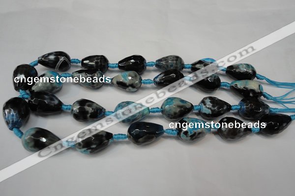 CAG5745 15 inches 15*20mm faceted teardrop fire crackle agate beads