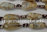 CAG5755 15 inches 8*16mm faceted teardrop fire crackle agate beads