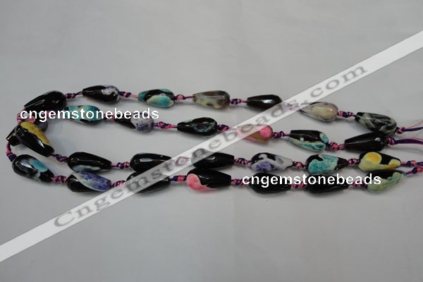 CAG5757 15 inches 10*20mm faceted teardrop fire crackle agate beads