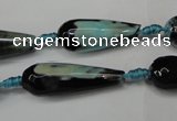 CAG5760 15 inches 10*30mm faceted teardrop fire crackle agate beads