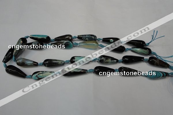 CAG5760 15 inches 10*30mm faceted teardrop fire crackle agate beads