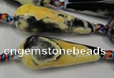 CAG5766 15 inches 15*40mm faceted teardrop fire crackle agate beads