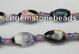 CAG5772 15 inches 8*12mm faceted rice fire crackle agate beads