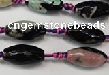 CAG5777 15 inches 10*20mm faceted rice fire crackle agate beads