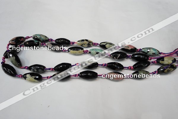 CAG5777 15 inches 10*20mm faceted rice fire crackle agate beads