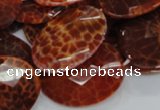 CAG578 15.5 inches 30*40mm faceted oval natural fire agate beads