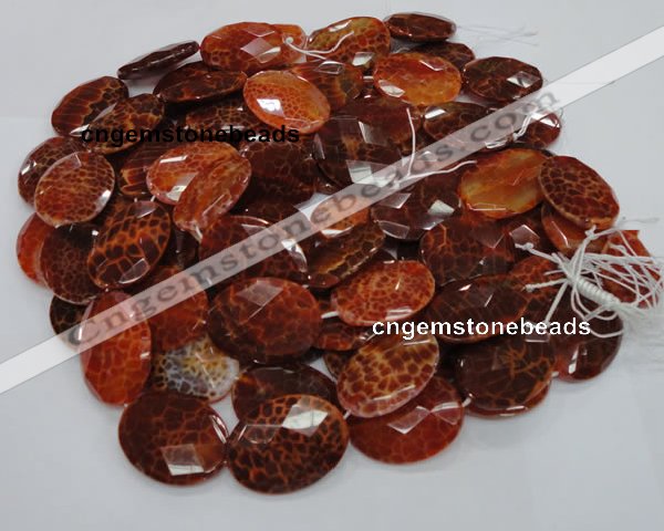 CAG578 15.5 inches 30*40mm faceted oval natural fire agate beads