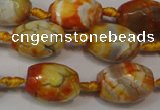 CAG5780 15 inches 12*16mm faceted rice fire crackle agate beads