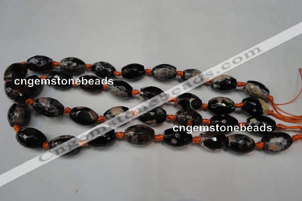 CAG5781 15 inches 12*16mm faceted rice fire crackle agate beads