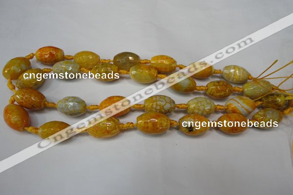 CAG5790 15 inches 13*18mm faceted rice fire crackle agate beads