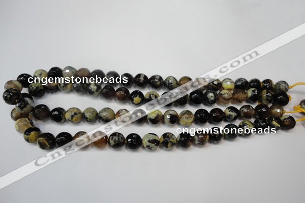 CAG5806 15 inches 10mm faceted round fire crackle agate beads