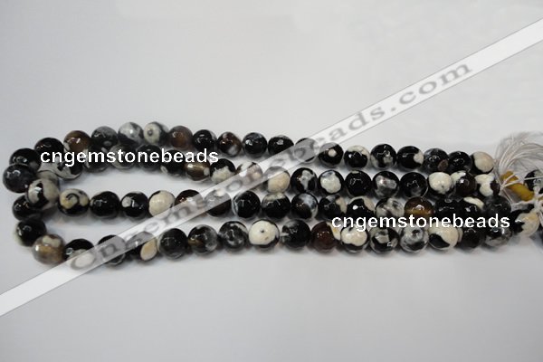 CAG5807 15 inches 10mm faceted round fire crackle agate beads