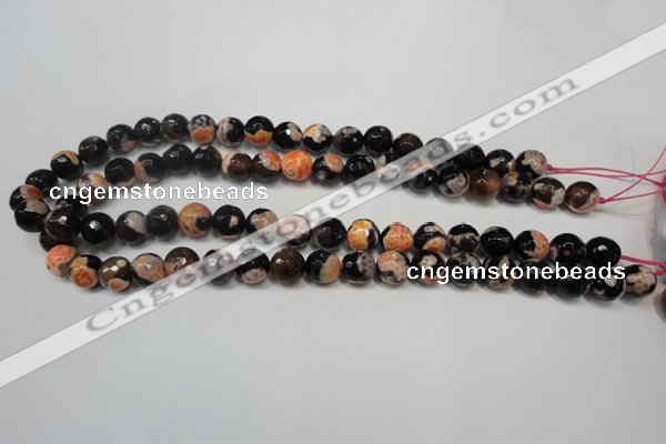 CAG5808 15 inches 10mm faceted round fire crackle agate beads