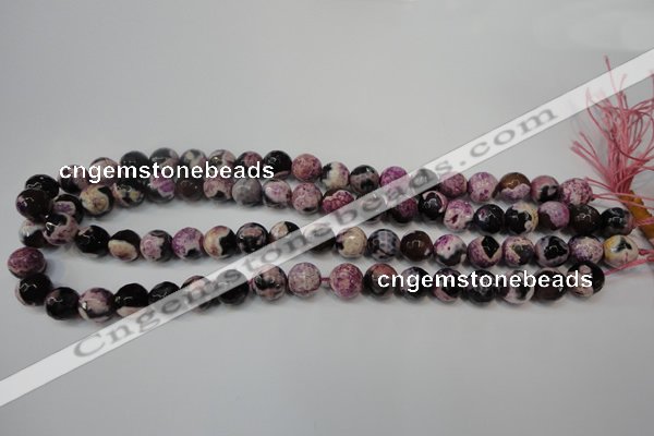 CAG5809 15 inches 10mm faceted round fire crackle agate beads