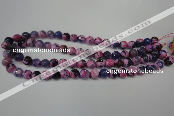 CAG5810 15 inches 10mm faceted round fire crackle agate beads