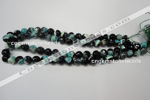 CAG5811 15 inches 10mm faceted round fire crackle agate beads