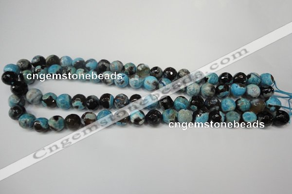 CAG5812 15 inches 10mm faceted round fire crackle agate beads