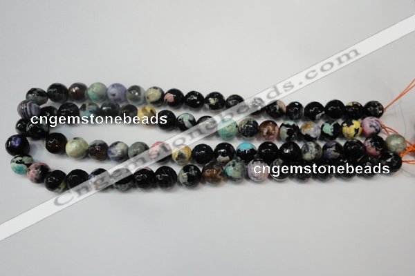 CAG5813 15 inches 10mm faceted round fire crackle agate beads