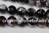 CAG5814 15 inches 10mm faceted round fire crackle agate beads