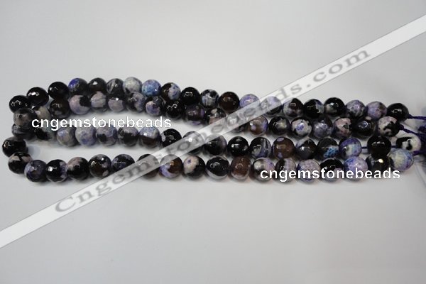 CAG5814 15 inches 10mm faceted round fire crackle agate beads