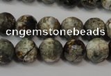 CAG5815 15 inches 10mm faceted round fire crackle agate beads