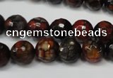 CAG5816 15 inches 10mm faceted round fire crackle agate beads