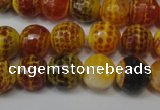 CAG5817 15 inches 10mm faceted round fire crackle agate beads