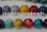 CAG5818 15 inches 10mm faceted round fire crackle agate beads