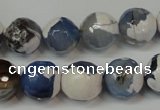 CAG5821 15 inches 12mm faceted round fire crackle agate beads