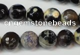 CAG5822 15 inches 12mm faceted round fire crackle agate beads