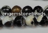 CAG5823 15 inches 12mm faceted round fire crackle agate beads