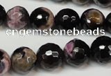 CAG5825 15 inches 12mm faceted round fire crackle agate beads